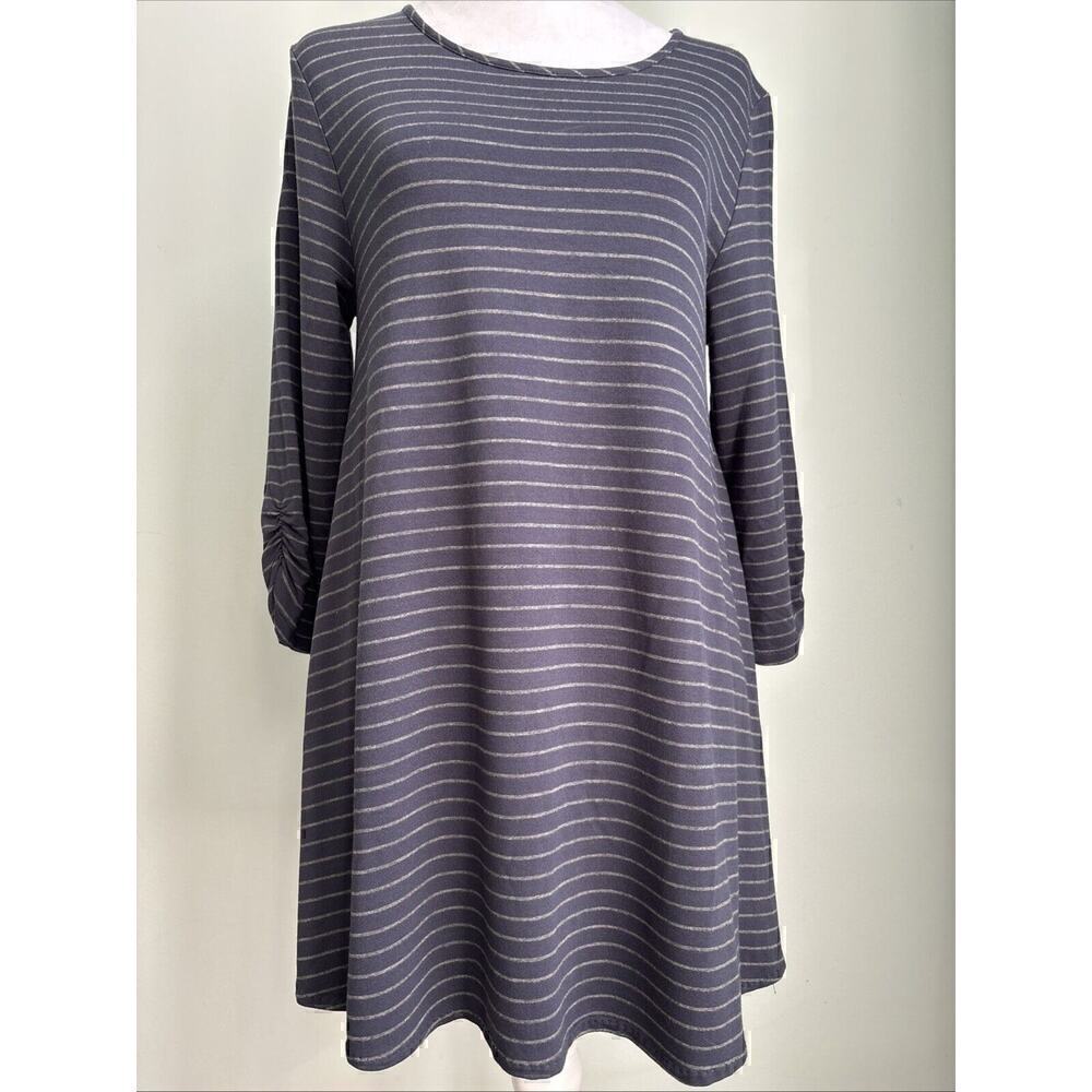Garnet Hill Dress Tunic Womens Small Blue Stripe Jersey Knit